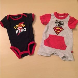 Carters and Superman 2 pc lot boys onesies nb